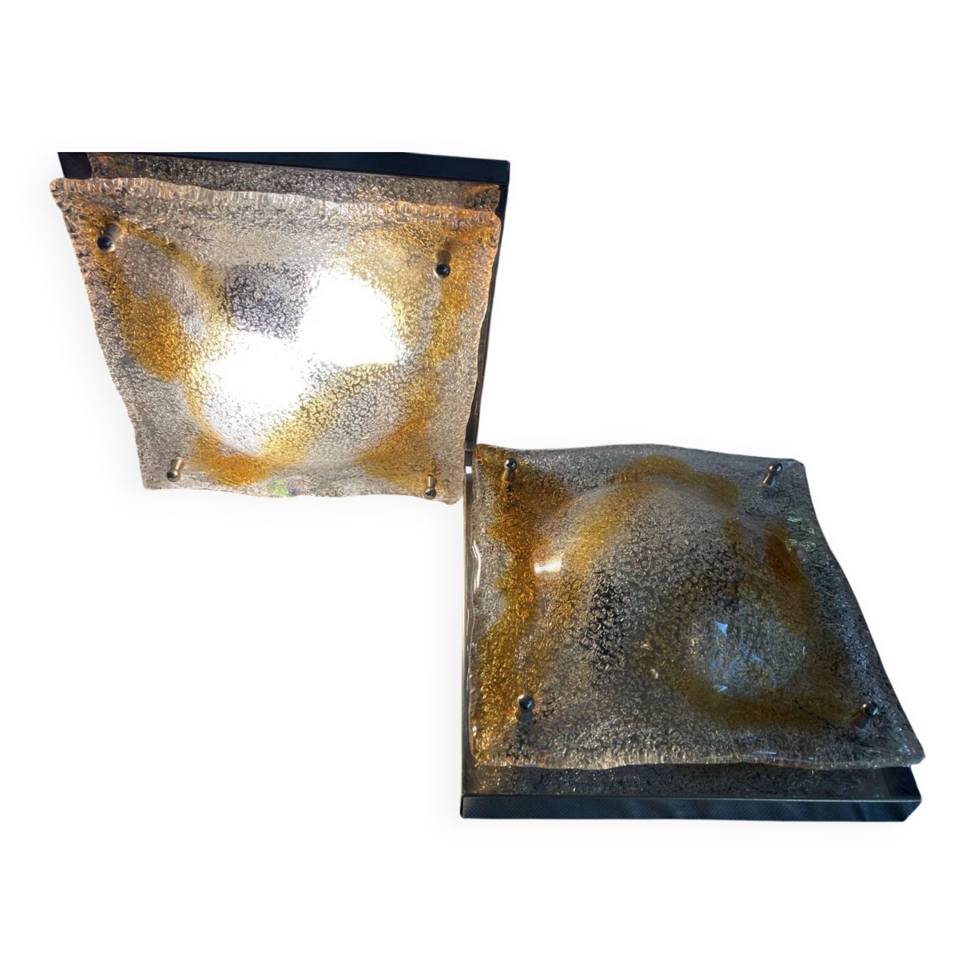 Pair of vintage Murano glass wall lights, Italian work, 70s
