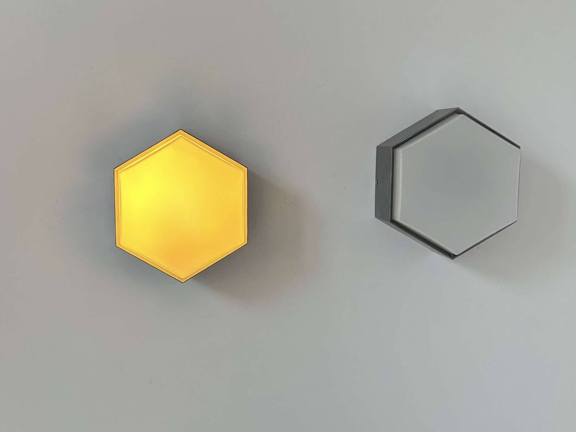 Pair of vintage opaline and metal wall lights, Raak Holland 1970