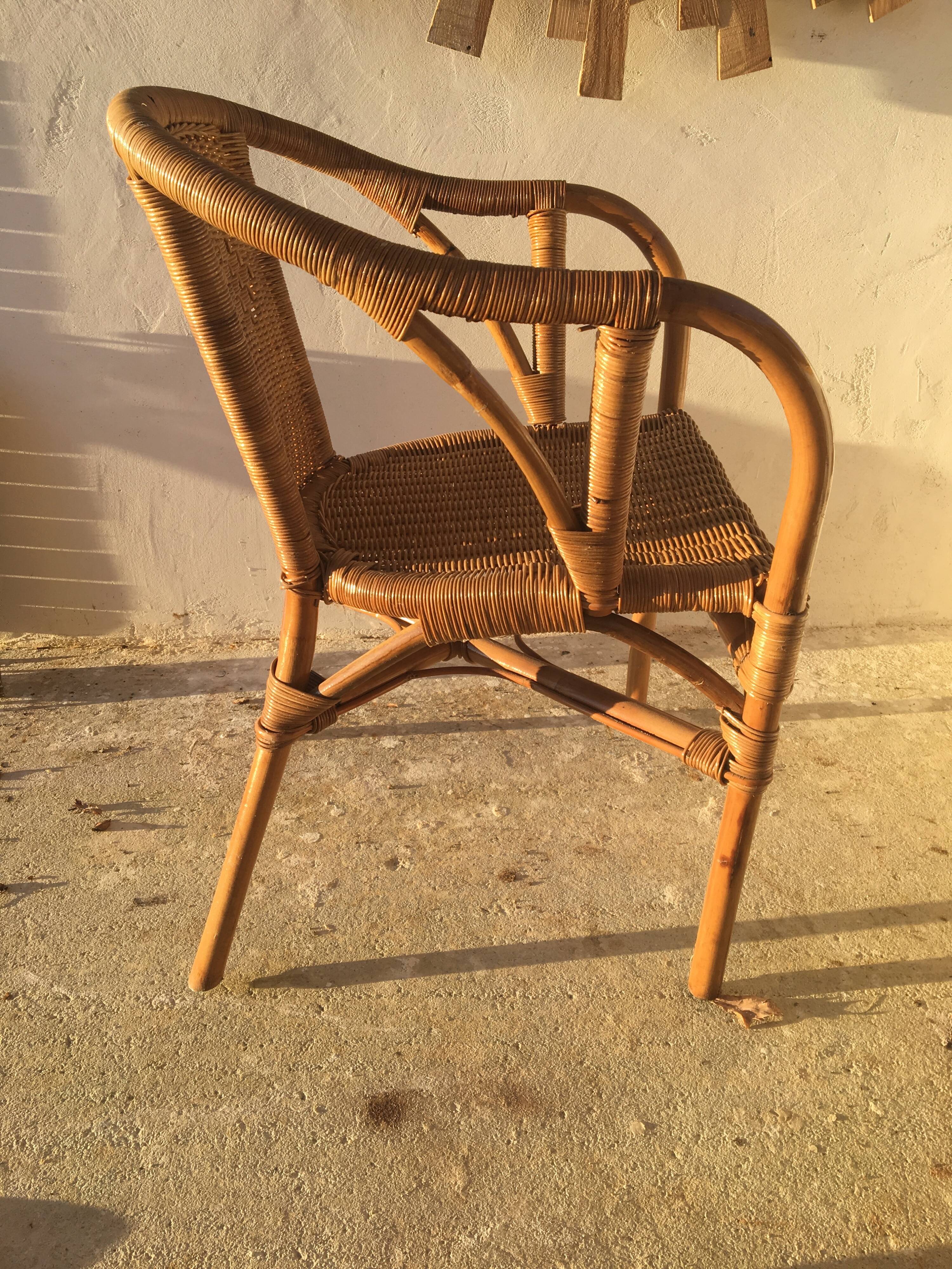 Pair of rattan armchairs