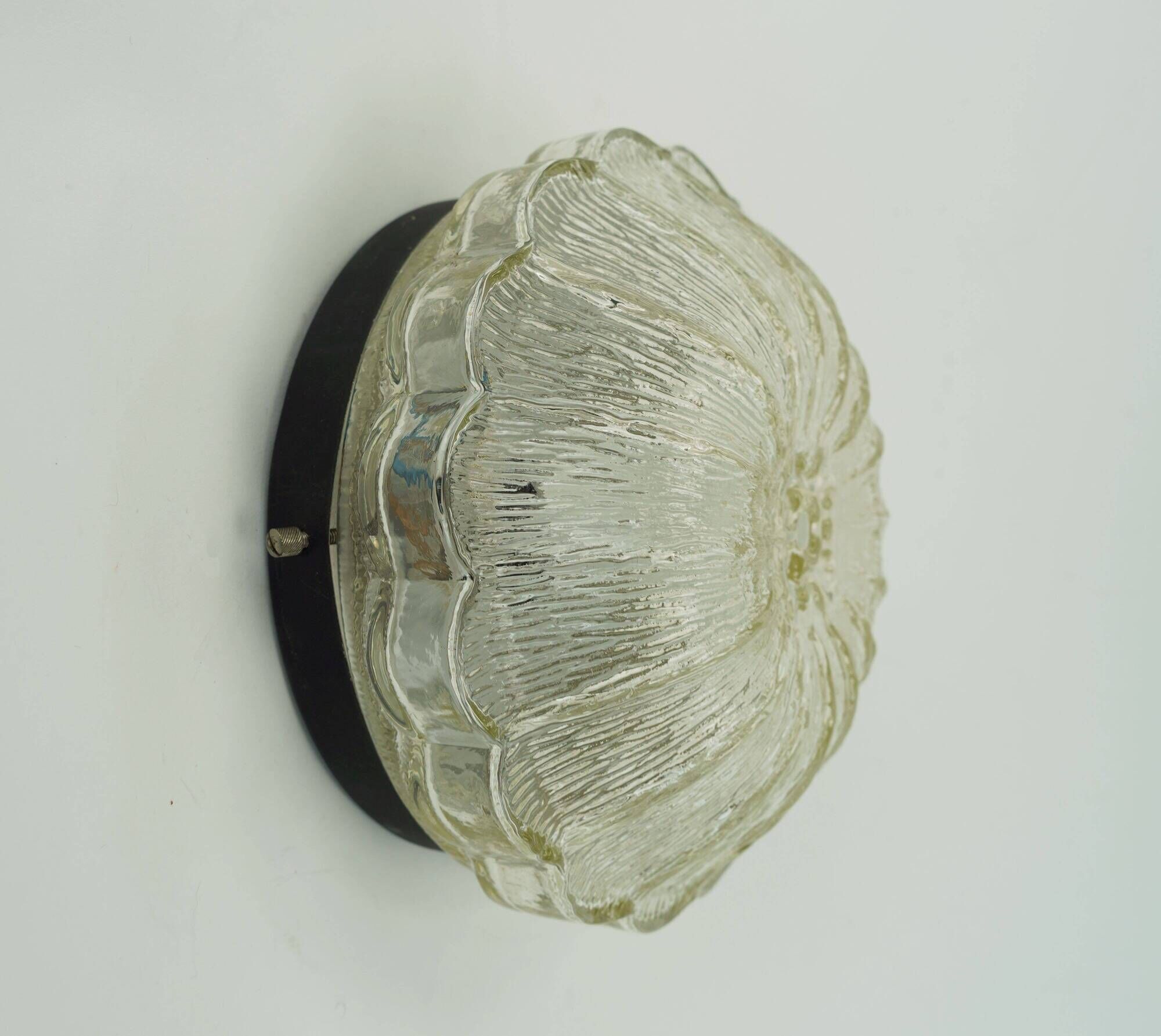 1970s mid century SCONCE or CEILING FIXTURE petal-shaped glass