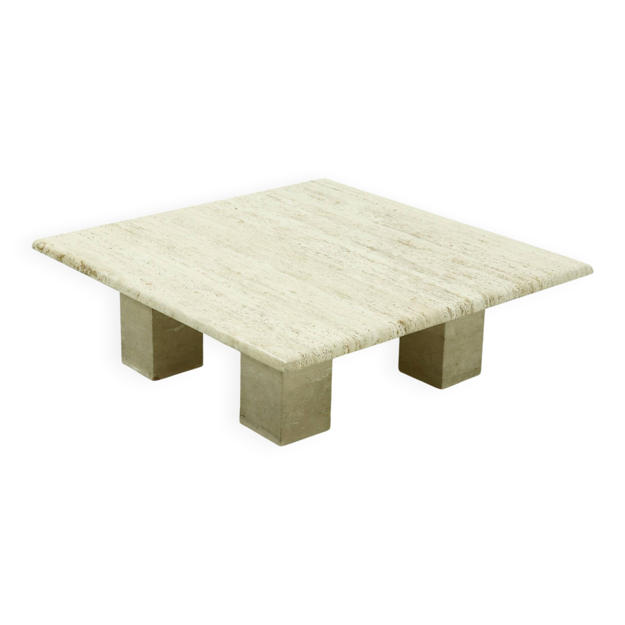Mid Century Italian Modern Travertine Coffee Table 1970s