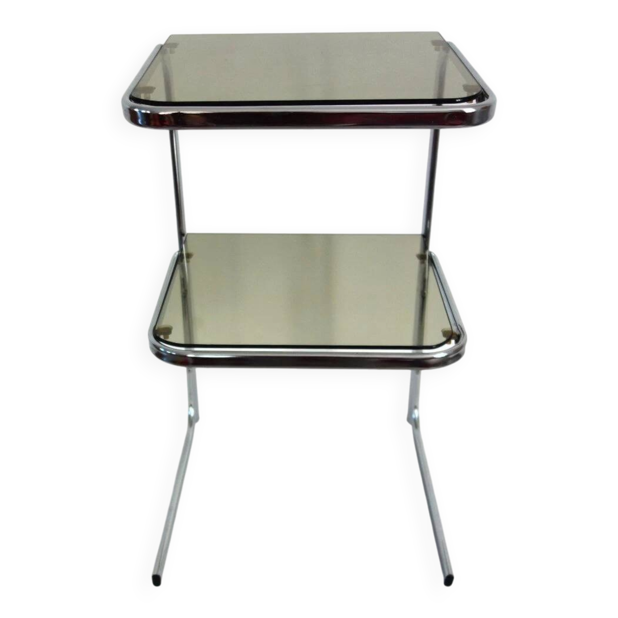 70s chrome and smoked glass side table