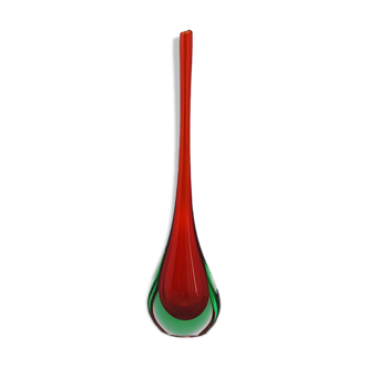 Vase rouge et vert des années 1960 par Flavio Poli