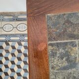 Brutalist coffee table wood and slate