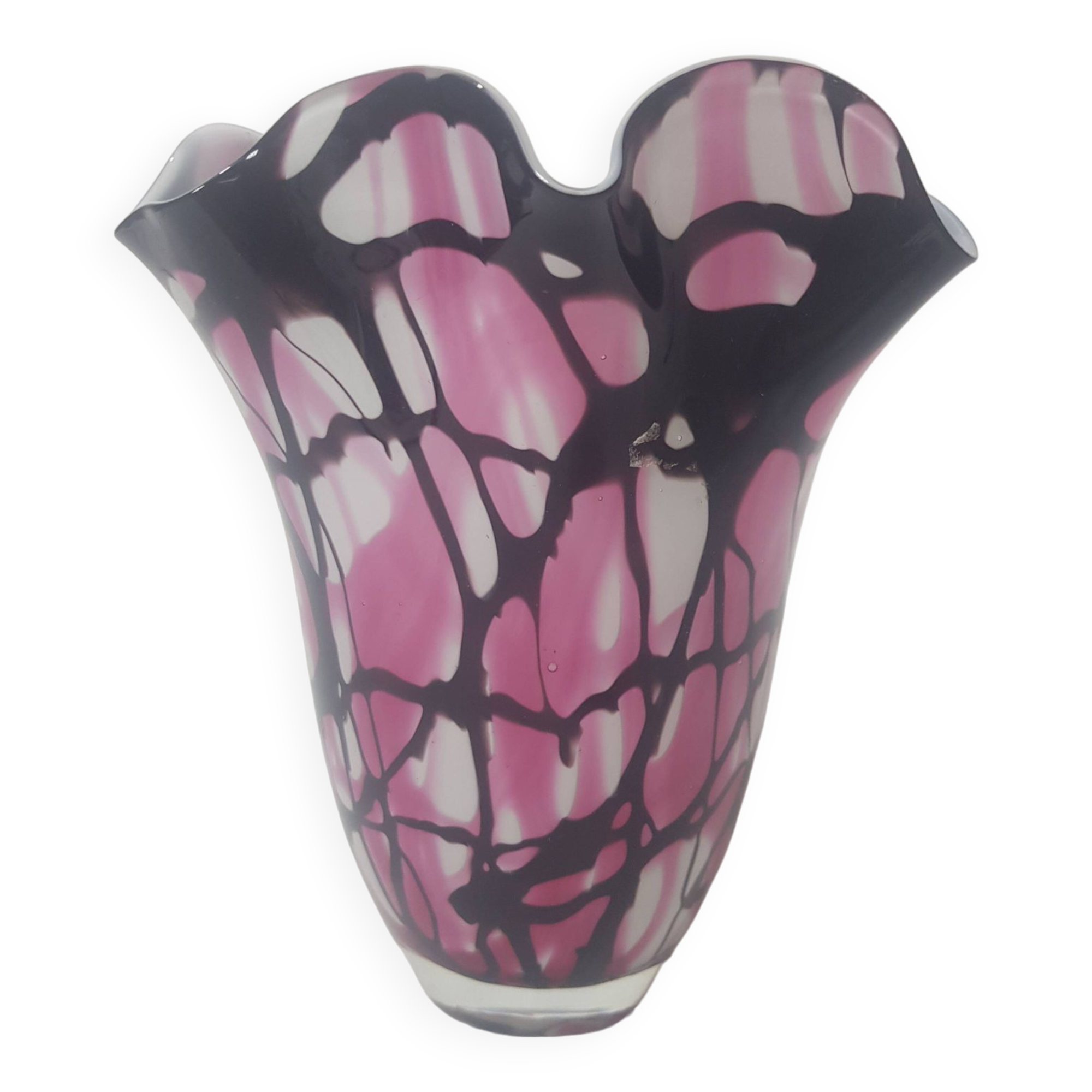 Vintage Murano glass paste vase in handkerchief shape