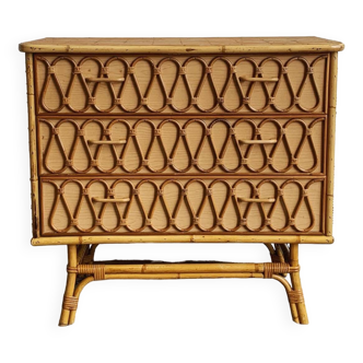 Vintage rattan chest of drawers