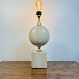 Philippe Barbier Lamp Maison Barbier Travertine and Brass Vintage 1970 - 60
