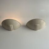 Pair of vintage cracked porcelain wall lights, beige, France 1960s