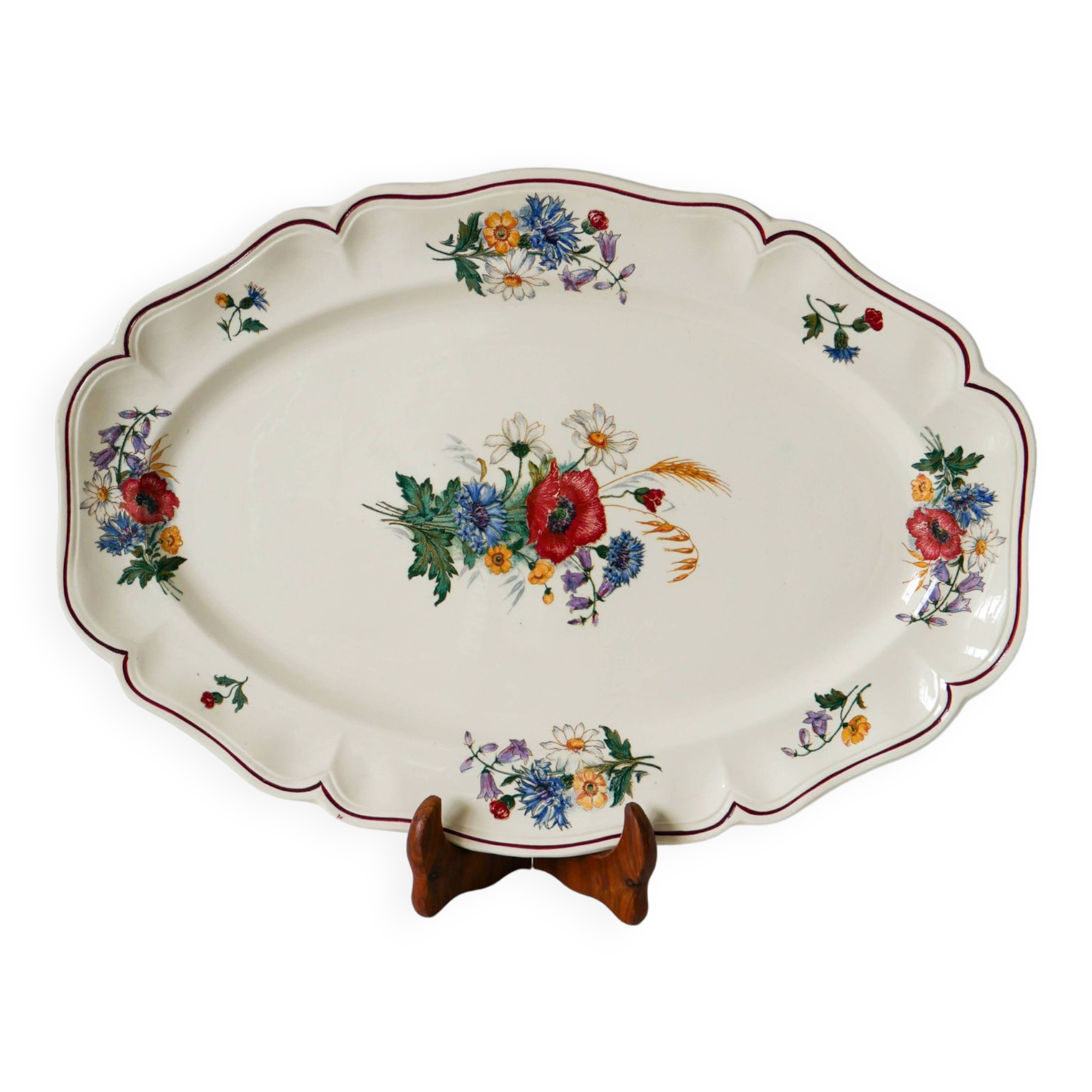 large oval dish Digoin Sarreguemines model Agreste, 1960