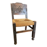 Old wooden straw chair in good condition