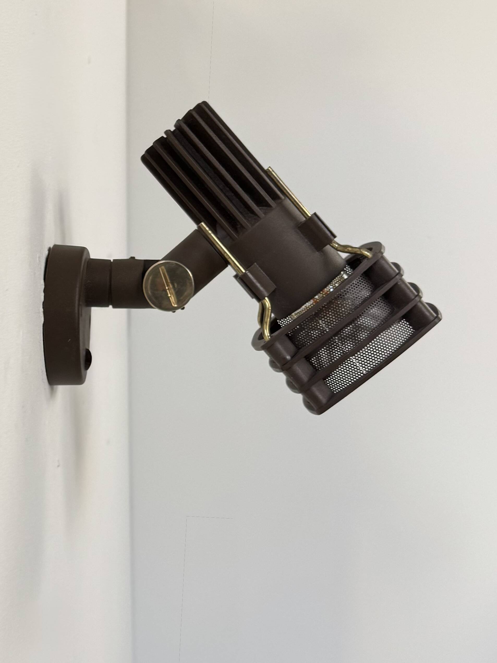 Adjustable vintage brown and brass wall light, France, 1970.