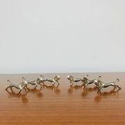 6 vintage silver metal horse knife rests
