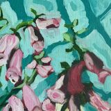 Painting "Bouquet of foxgloves" apothecary pot signed P. Jally and frame