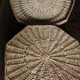 Vintage Octagonal Wicker Basket with Lid