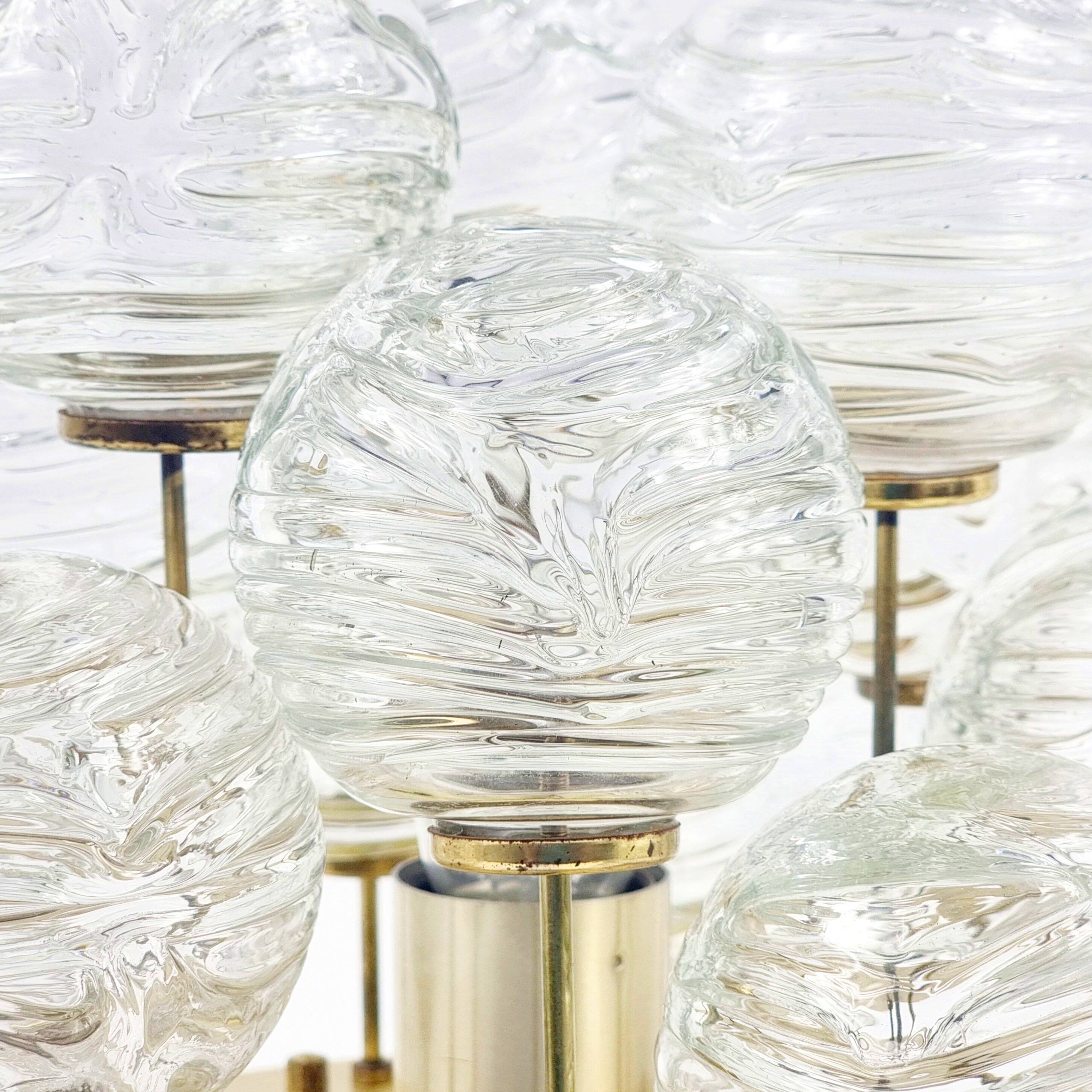 Mid-Century Murano Glass & Brass Flush Mount/Ceiling Light from Doria Leuchten, Germany, 1960s