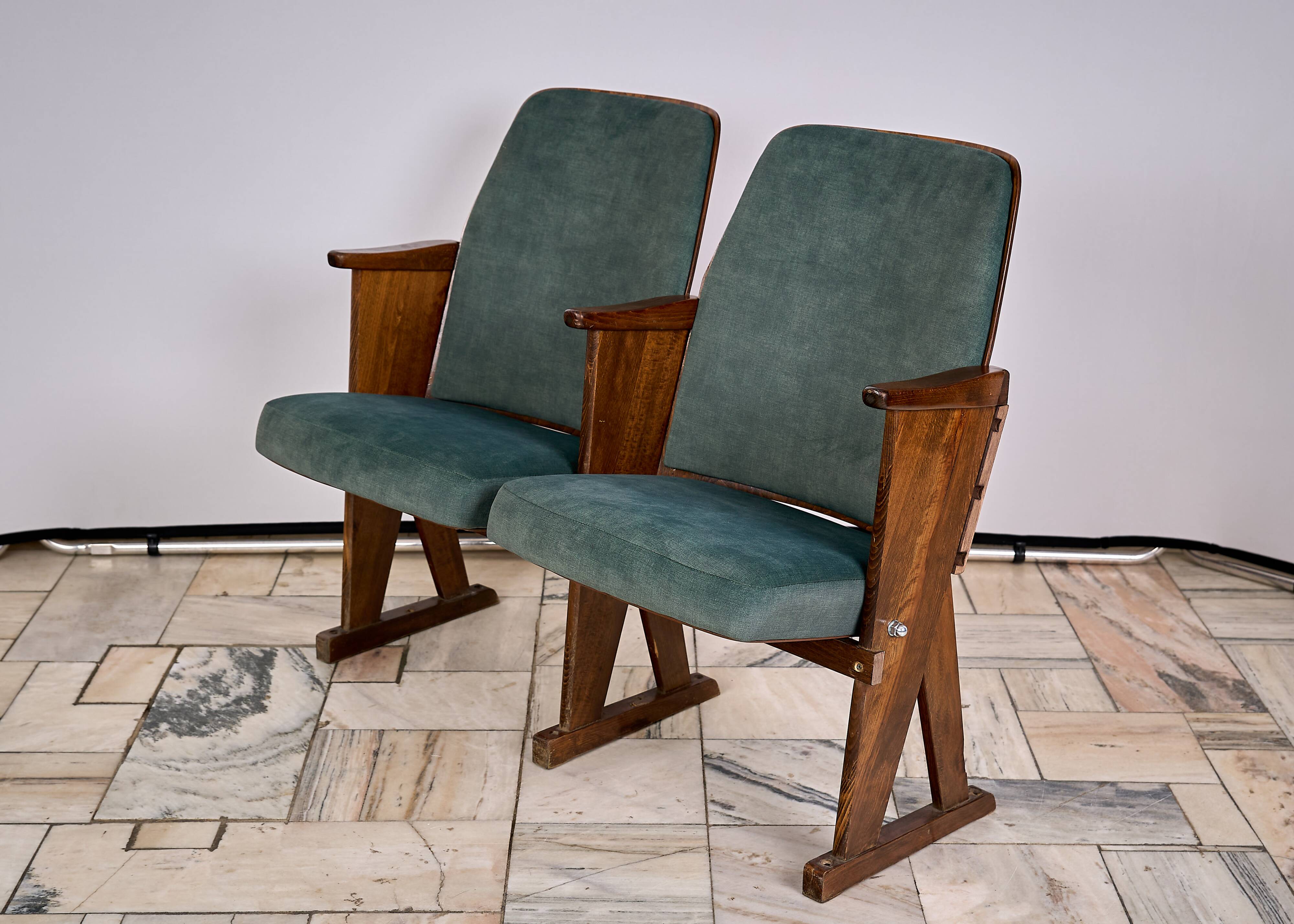 Vintage Czechoslovakian double cinema seats from the 1970s Retro Design