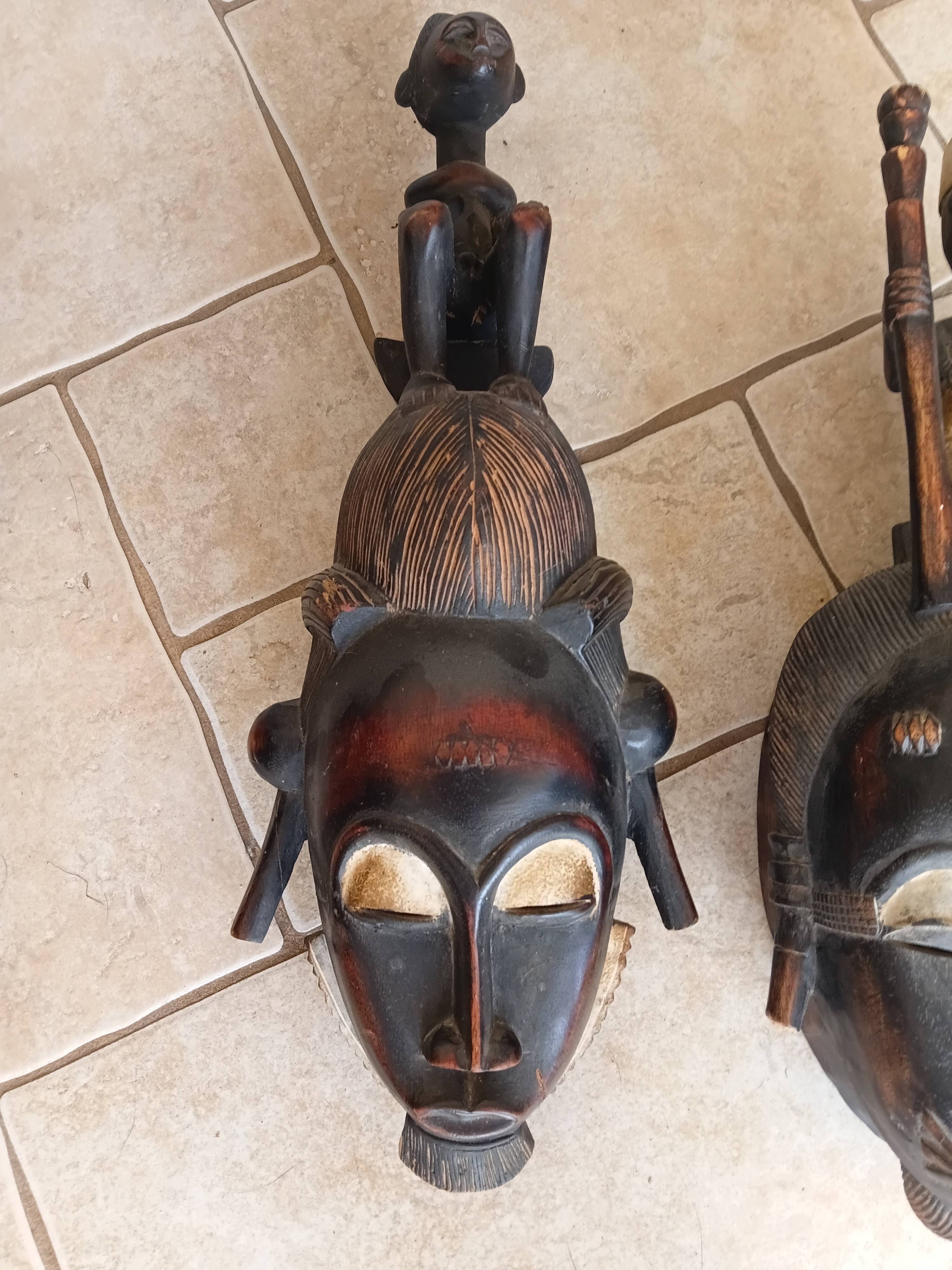 West African Baule Mblo Carved Wooden Masks (1970-1980)