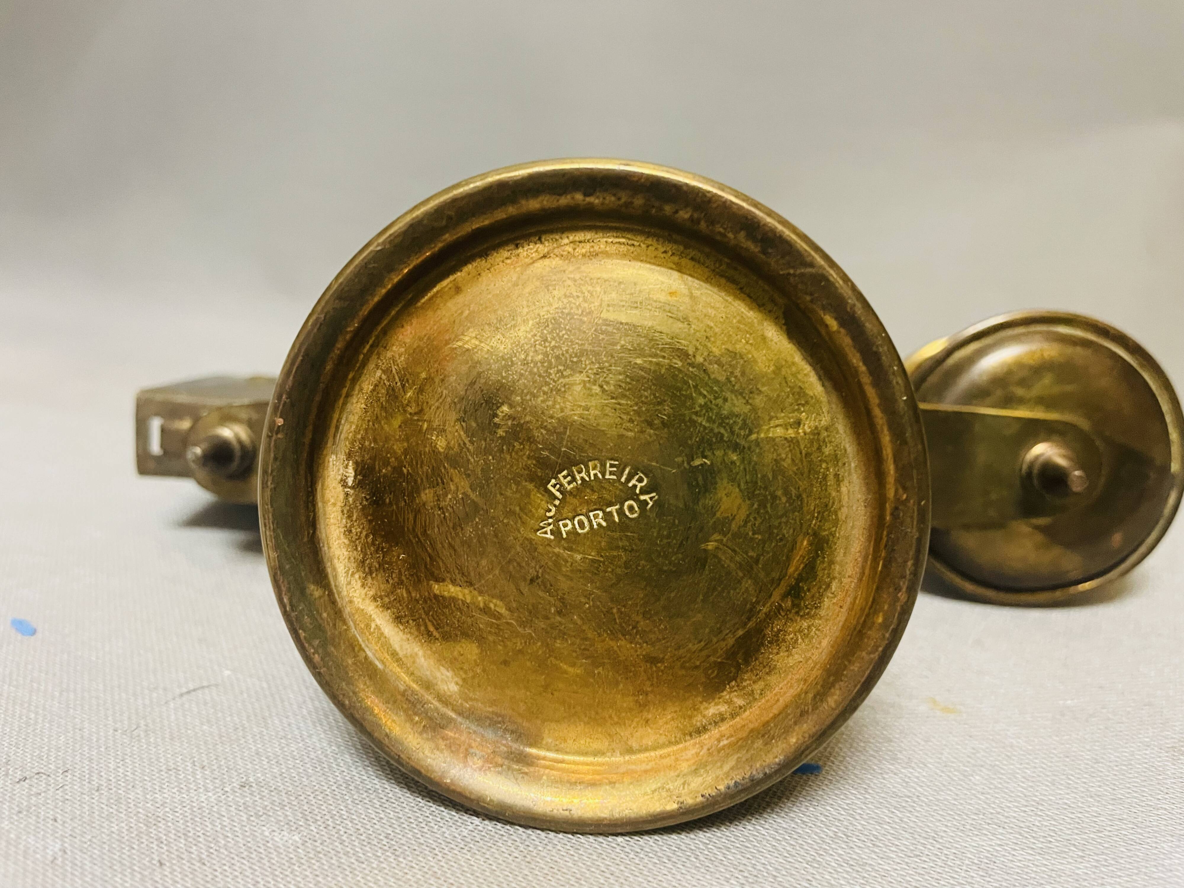 Church brass candle holder with matchbox