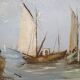 Marine painting on the treport, in its frame