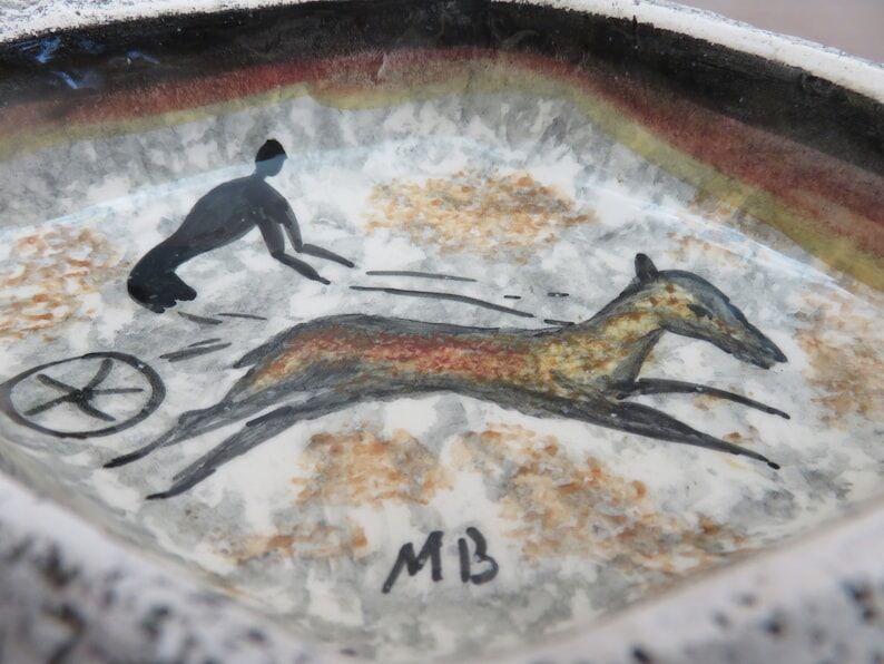 Empty ceramic rock pocket signed 60s