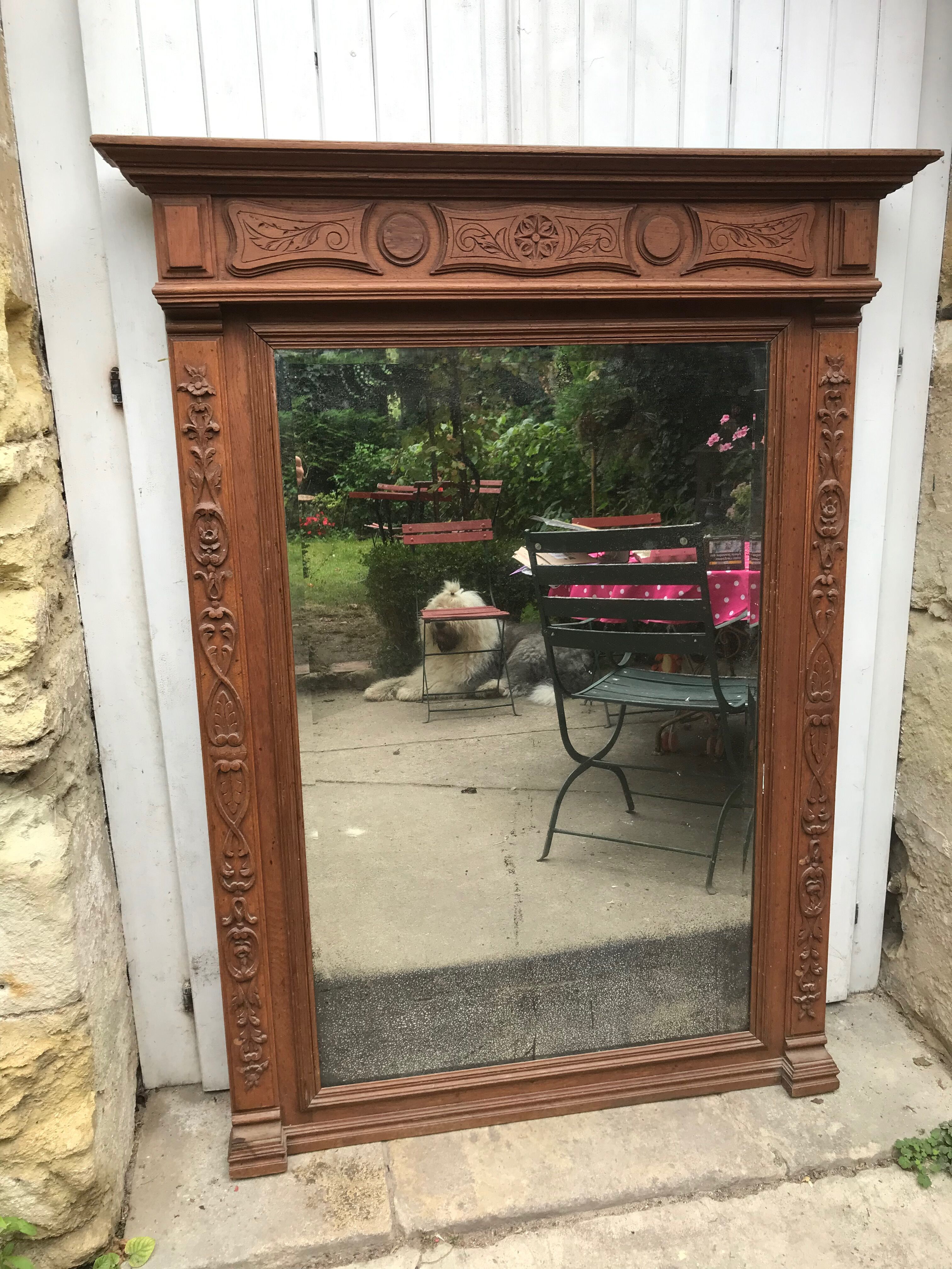 Carved wooden fireplace mirror 132 x 99