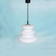 Opaline glass suspension from the space age, organic-shaped pendant.