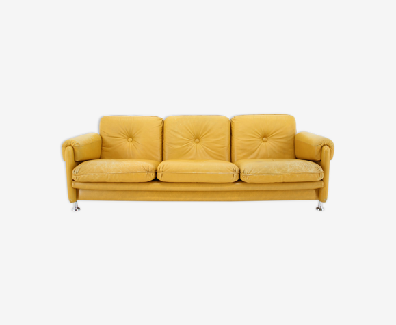 1960s myrskylä oy leather three seater sofa, finland
