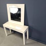 Console française vintage en bois laqué avec miroir, années 1980