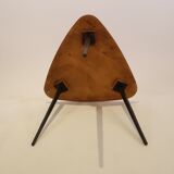 Table vintage tripod marquetry, France 1950 's