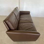 Vintage retro danish mid-century g. thams 3 person sofa in brown leather