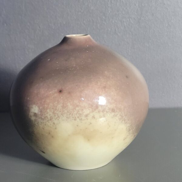 Fance Franck vase boule céramique émaillée brun