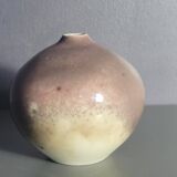 Fance Franck brown enameled ceramic ball vase