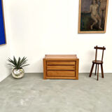 Commode en orme massif, Maison Regain, circa 1970
