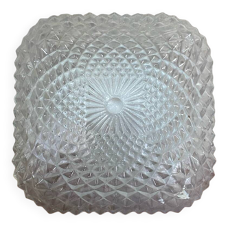 Antique Ceiling Light Sconce Molded Glass + Metal Support 70s Vintage #B791