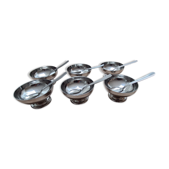 Set of 6 ice cream cups and small spoons