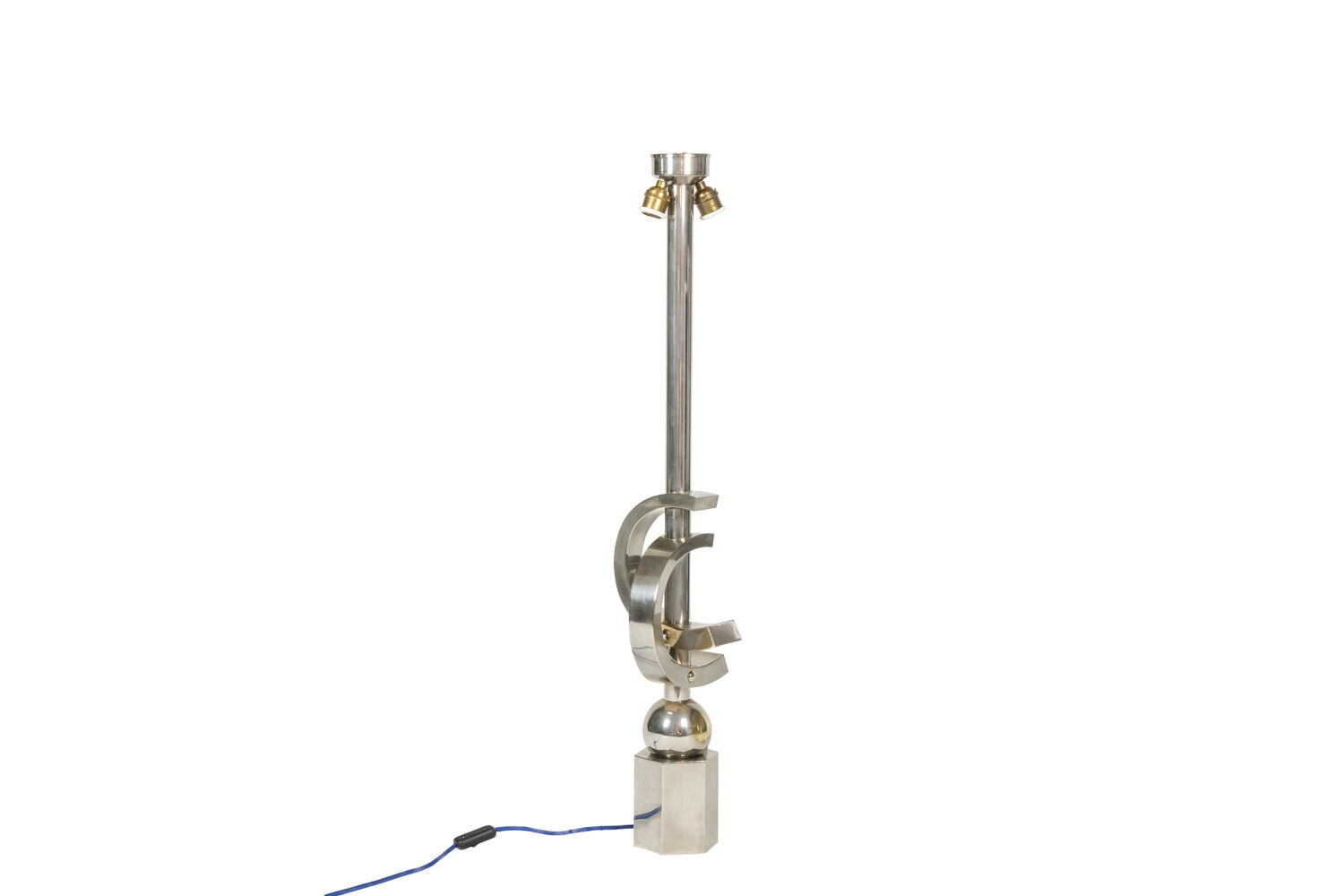 Sculptural lamp in chromed metal, 1970s