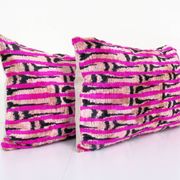 Matching silk ikat velvet pillows