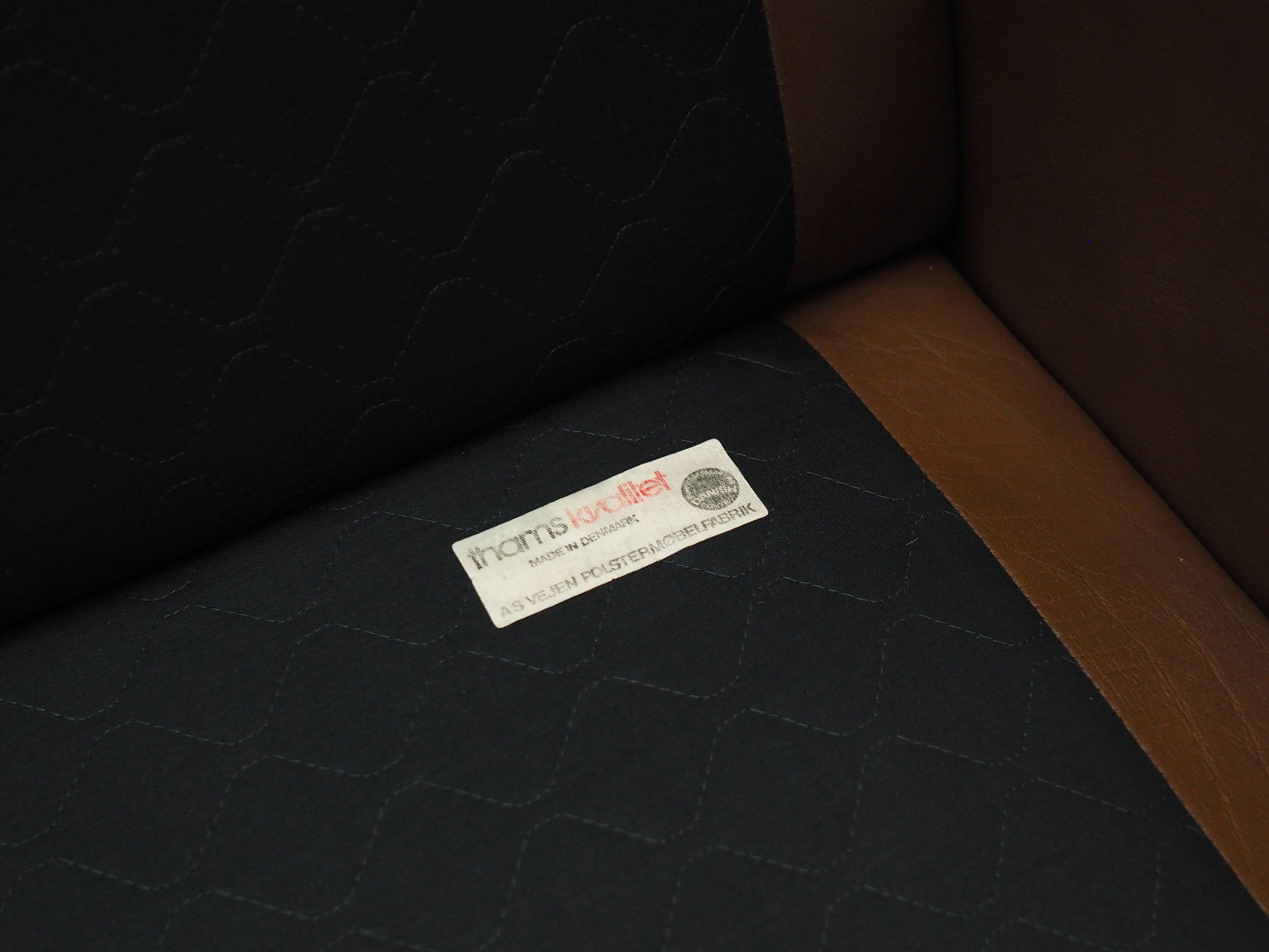 Brown leather sofa, Danish design, 1960s, manufactured by AS Vejen Polstermøbe