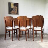 Set 6 chaises art déco chêne 1940