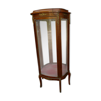 Louis XVI curved silver window in mahogany