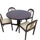 Dining set, brown mahogany, beige fabric, Lübke, Germany, 1960s.