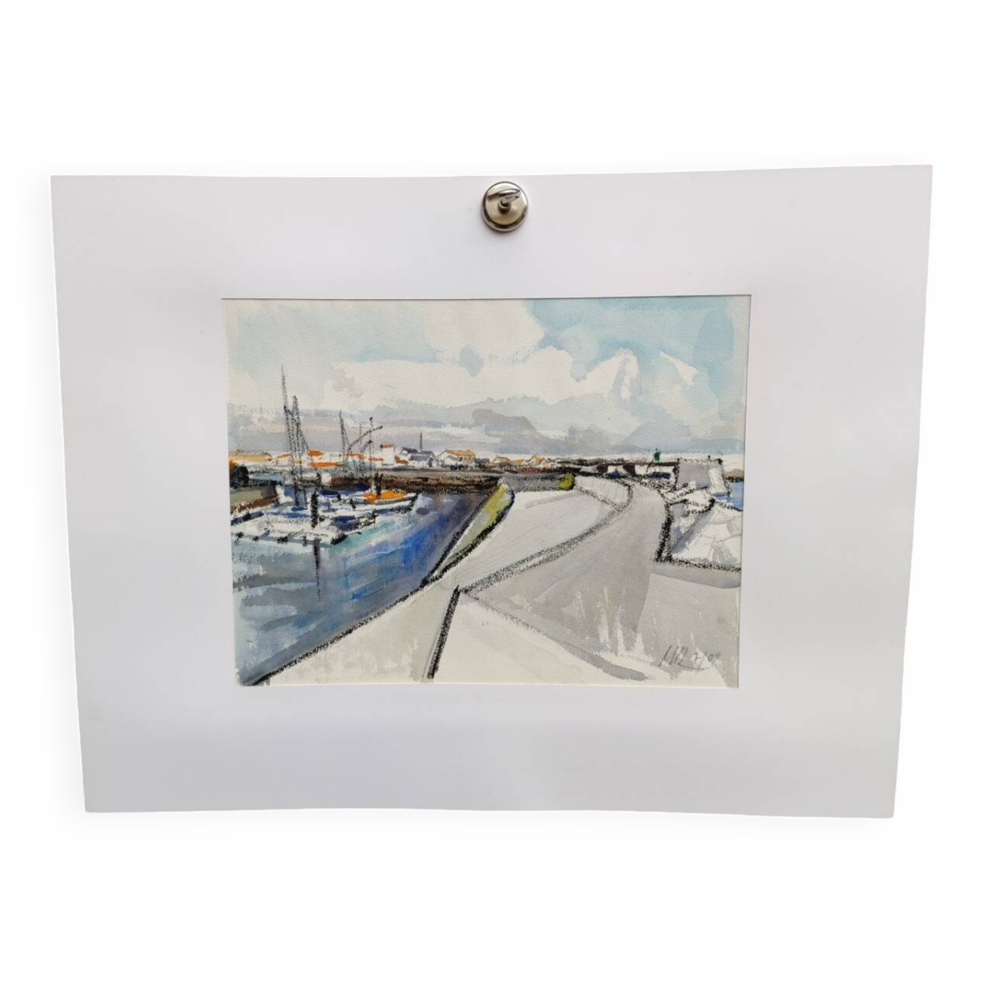 Watercolour by Michel Roubille. The island of Yeu 2000.