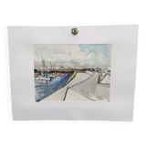 Watercolour by Michel Roubille. The island of Yeu 2000.