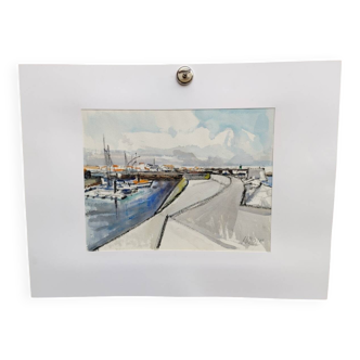 Watercolor by Michel Roubille. The island of Yeu 2000.