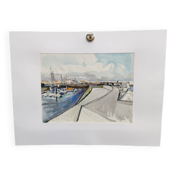 Watercolour by Michel Roubille. The island of Yeu 2000.
