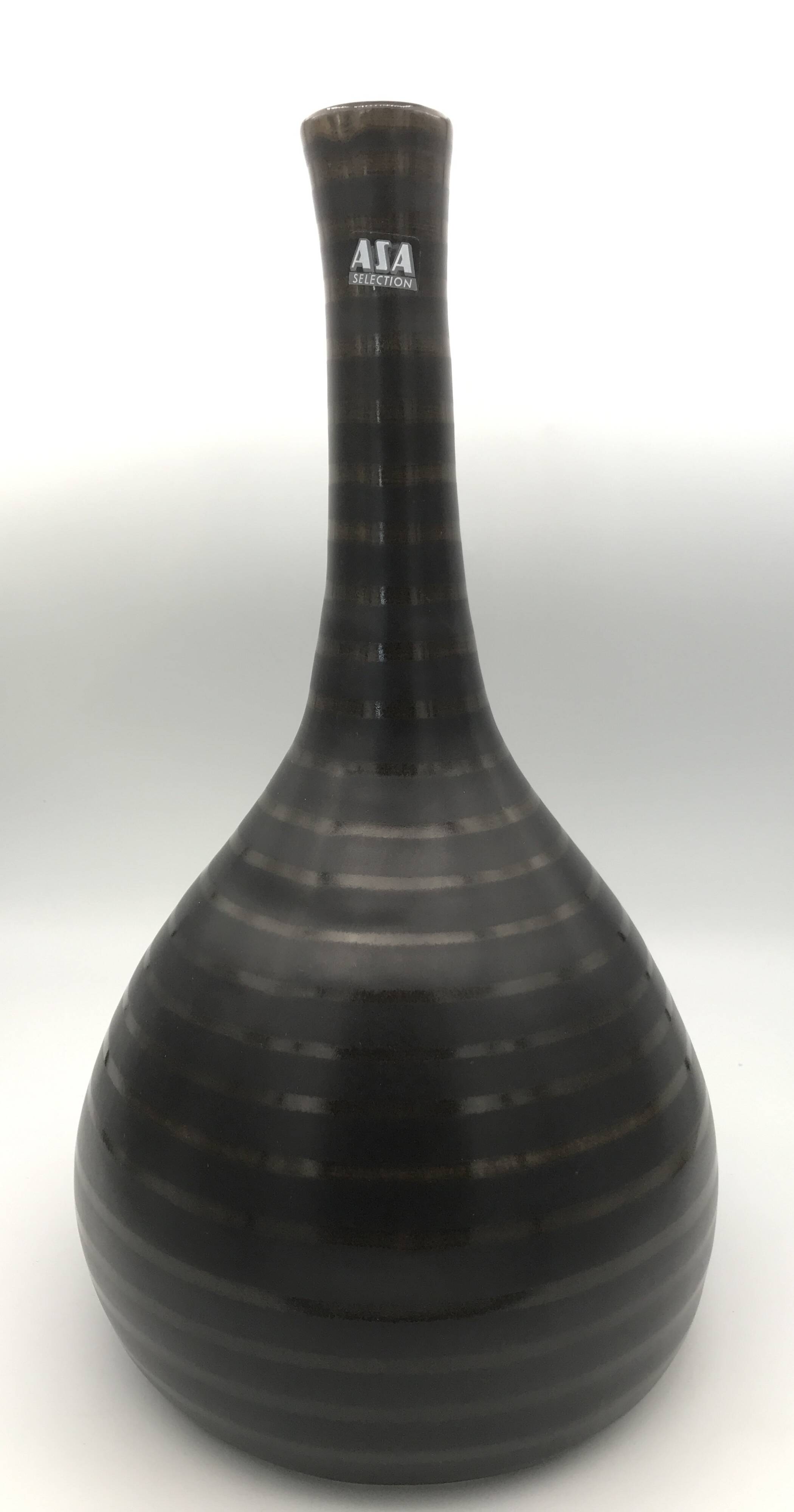 Vase in glazed ceramic with brown and brown striped design by asa sélection