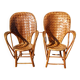 Pair of Vintage Armchairs in Chestnut Slats