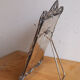 Small antique table mirror in Louis XVI style, silver-plated metal.