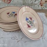 Set of 12 flat plates 30s earthenware K&G Lunéville model Denise