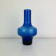 Blue glass vase in Scandinavian style from the 1960s, mouth-blown.